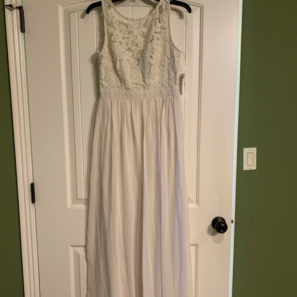 Long white lace dress